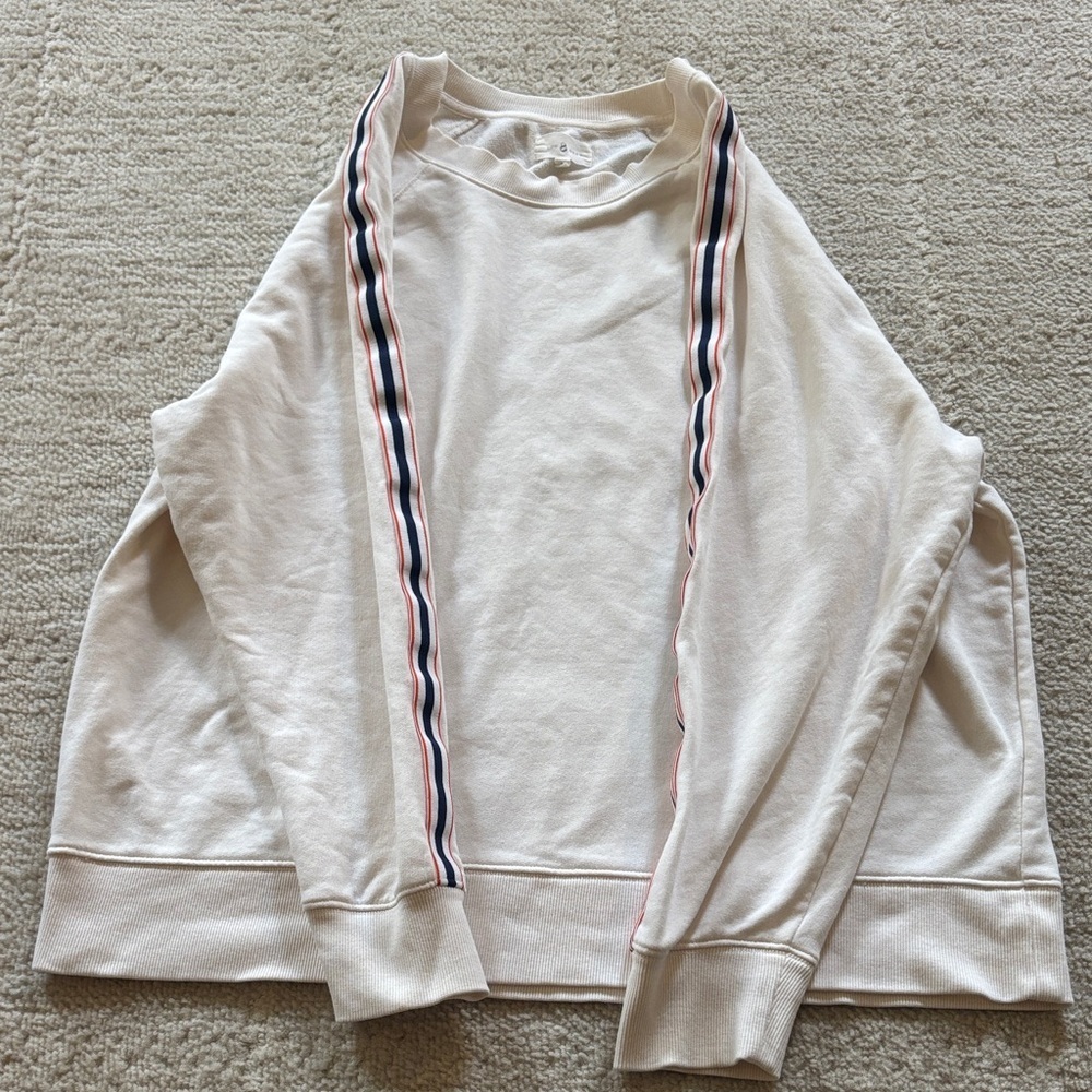 Lou & Grey Off-White Sweatshirt with Sleeve Stripes - Picture 2 of 4